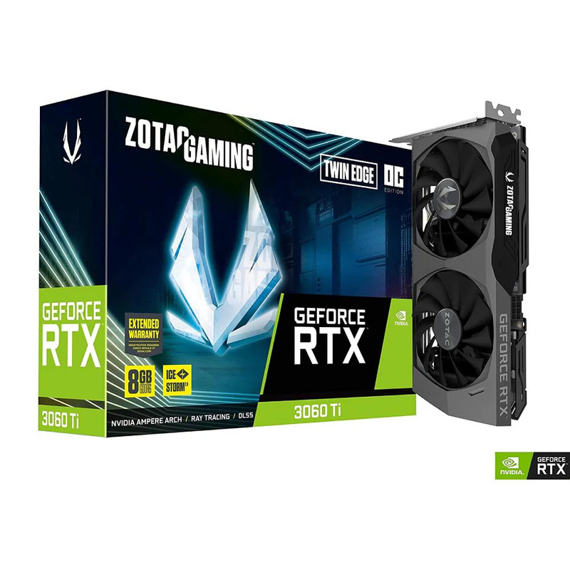 Zotac Gaming GeForce RTX 3060 Ti Twin Edge OC LHR 8GB GDDR6 Graphics Card - كرت الشاشة